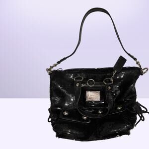 Coach Poppy 13821 Black Sequin Spotlight Tote Antique Brass NWOT Rare Bag
